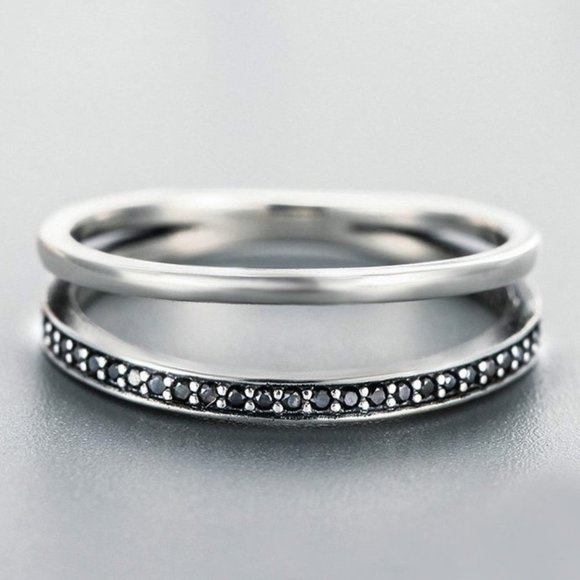 💥 Full CZ Micro Pave Double Layer Basic Style Rings For Woman, HA4189-6 - Picture 1 of 3